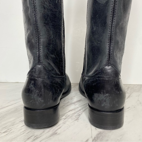 Frye Melissa Button Inside Zipper Black Leather Riding Tall Boots 6 1/2 B - Picture 4 of 16